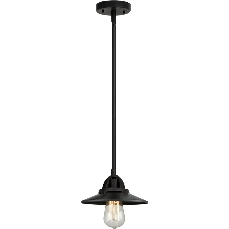 Nouveau 2 Railroad 1 Light 8 inch Matte Black Mini Pendant Ceiling Light in Incandescent