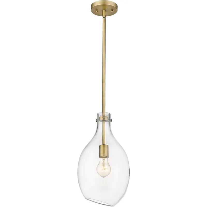 Salem 1 Light 8.5 inch Brushed Brass Mini Pendant Ceiling Light in Clear Glass