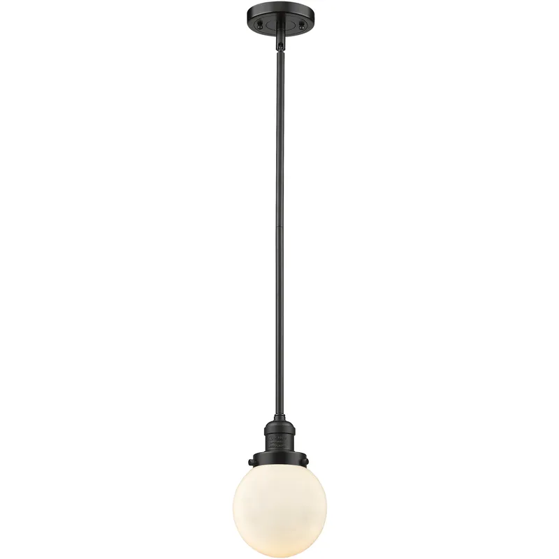 Franklin Restoration Beacon LED 6 inch Oil Rubbed Bronze Mini Pendant Ceiling Light in Matte White, Franklin Restoration