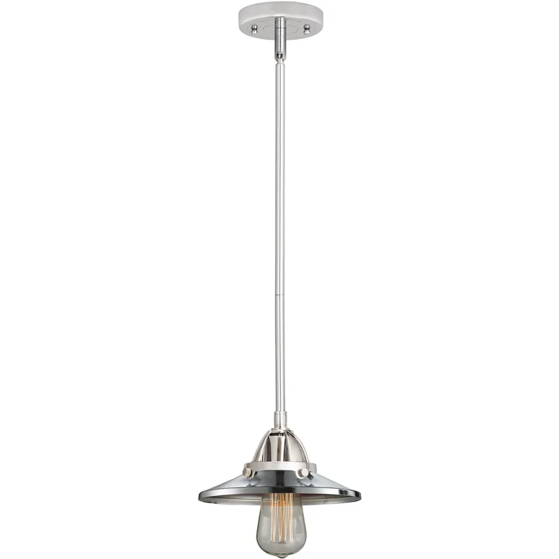 Nouveau 2 Railroad 1 Light 8 inch Polished Chrome Mini Pendant Ceiling Light in Incandescent