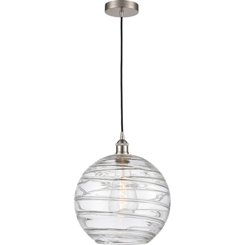 Edison Athens Deco Swirl 1 Light 12 inch Brushed Satin Nickel Mini Pendant Ceiling Light