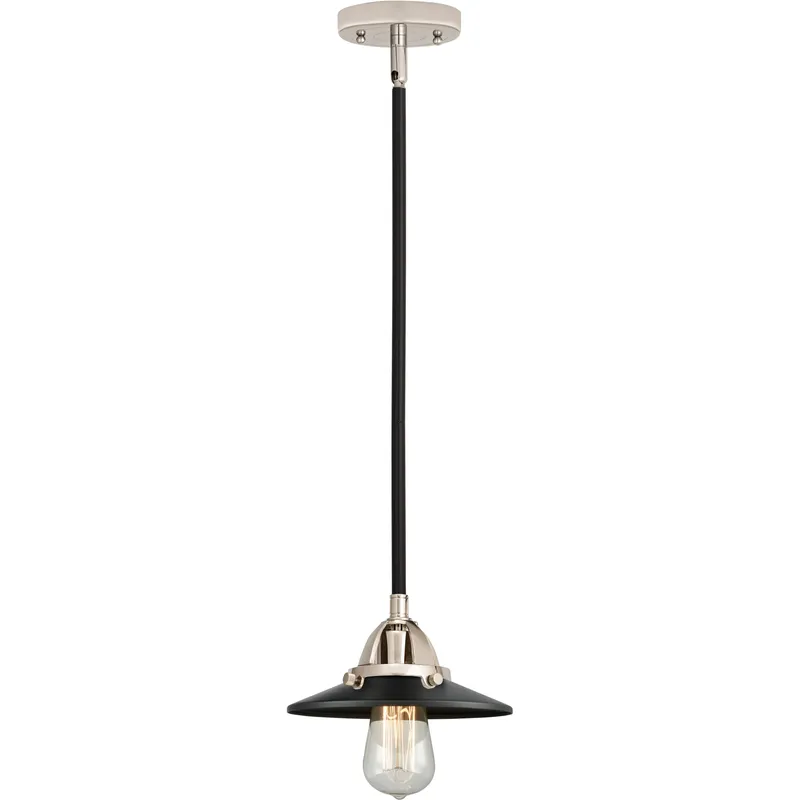 Nouveau 2 Railroad LED 8 inch Black Polished Nickel Mini Pendant Ceiling Light in Matte Black