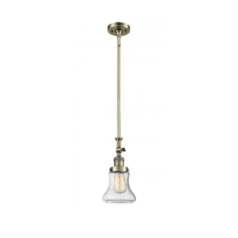 Franklin Restoration Bellmont 1 Light 7 inch Antique Brass Mini Pendant Ceiling Light in Incandescent, Seedy Glass, Franklin Restoration