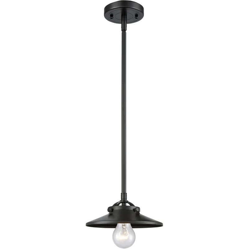 Nouveau Railroad LED 8 inch Oil Rubbed Bronze Mini Pendant Ceiling Light, Nouveau