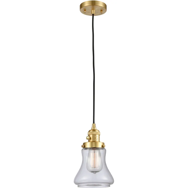 Franklin Restoration Bellmont LED 6.25 inch Satin Gold Mini Pendant Ceiling Light in Clear