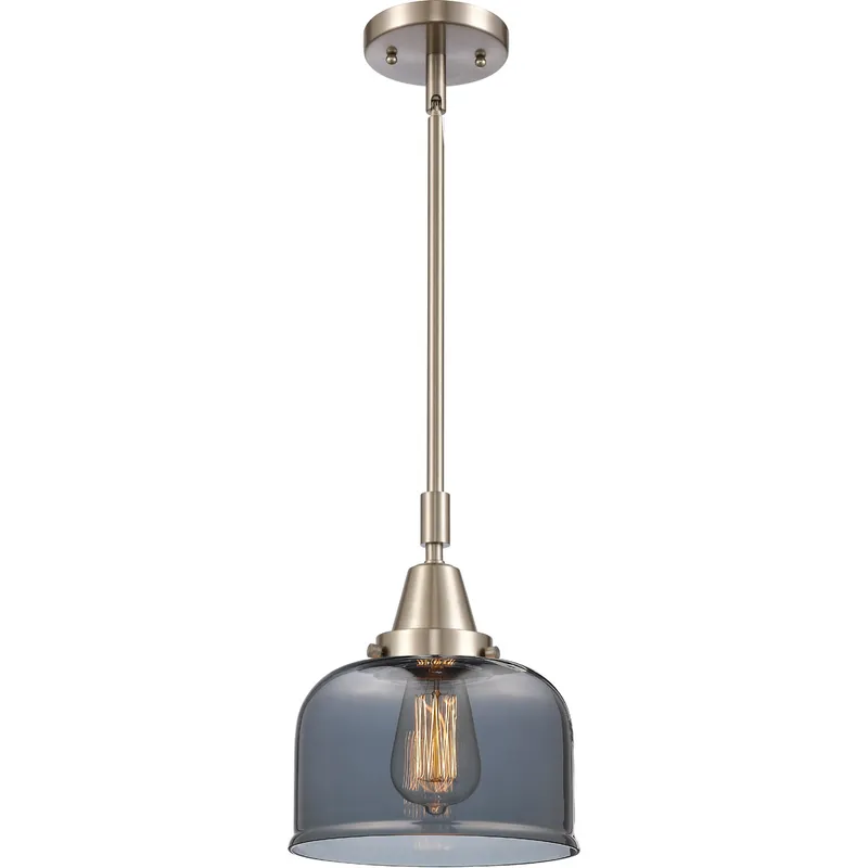 Franklin Restoration X-Large Bell LED 12 inch Brushed Satin Nickel Mini Pendant Ceiling Light in Plated Smoke Glass