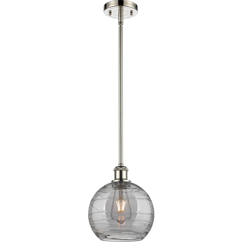 Ballston Athens Deco Swirl 1 Light 8 inch Polished Nickel Stem Hung Mini Pendant Ceiling Light
