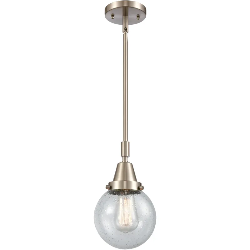 Beacon 1 Light 6 inch Brushed Satin Nickel Mini Pendant Ceiling Light in Seedy Glass