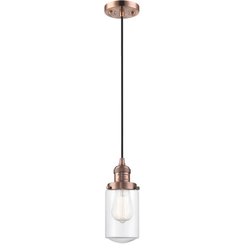 Franklin Restoration Dover LED 5 inch Antique Copper Mini Pendant Ceiling Light in Clear Glass, Franklin Restoration