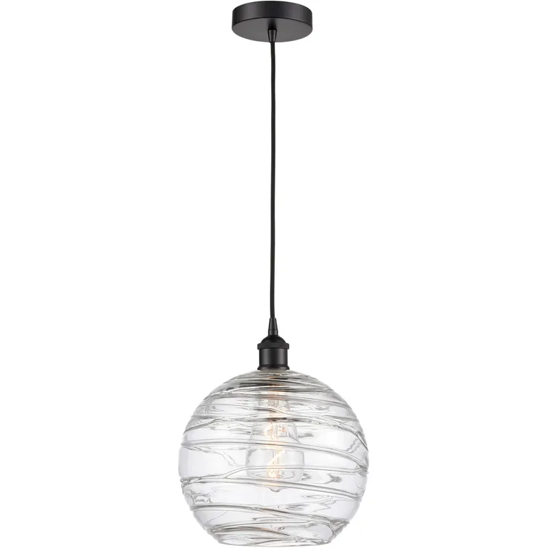 Edison Athens Deco Swirl LED 10 inch Matte Black Mini Pendant Ceiling Light