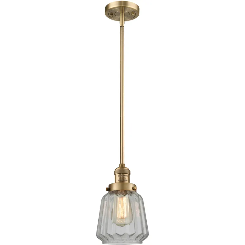 Franklin Restoration Chatham 1 Light 6 inch Brushed Brass Mini Pendant Ceiling Light in Incandescent, Clear, Franklin Restoration