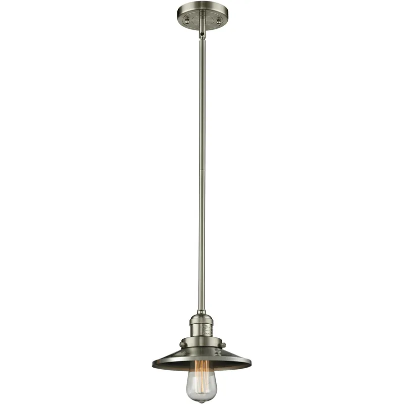 Franklin Restoration Railroad LED 8 inch Brushed Satin Nickel Mini Pendant Ceiling Light, Franklin Restoration