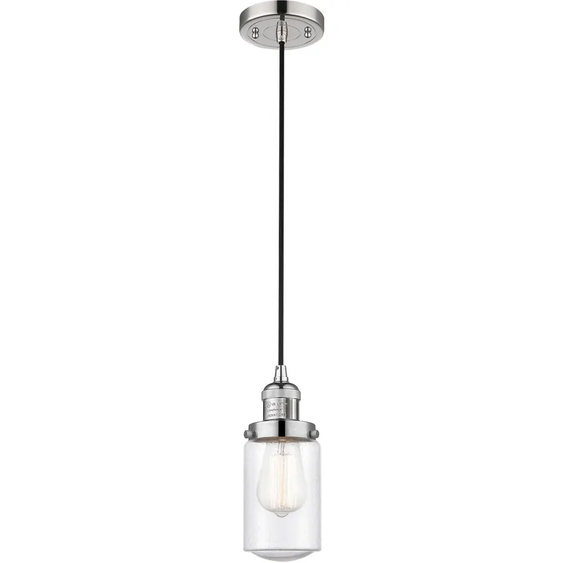 Franklin Restoration Dover LED 5 inch Polished Nickel Mini Pendant Ceiling Light in Seedy Glass, Franklin Restoration