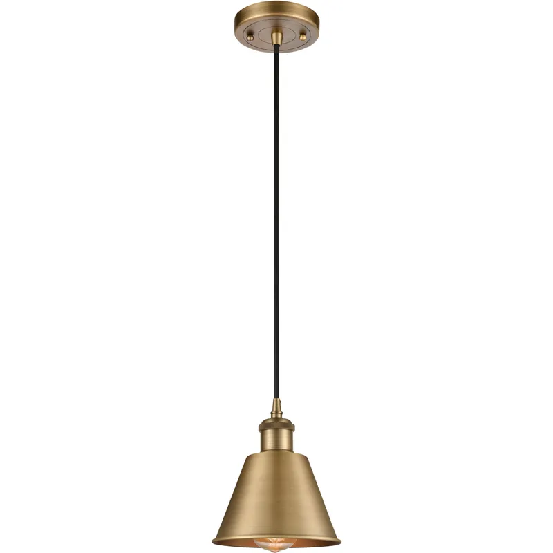 Ballston Smithfield LED 7 inch Brushed Brass Mini Pendant Ceiling Light in Black Textured, Ballston