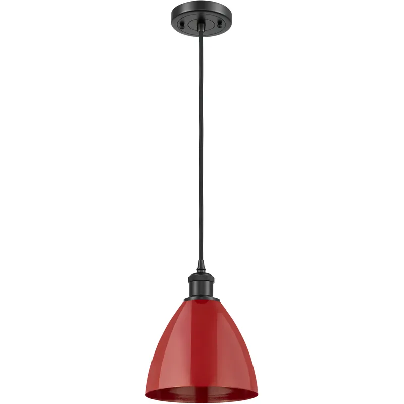 Ballston Plymouth Dome 1 Light 8 inch Matte Black Mini Pendant Ceiling Light in Matte Red