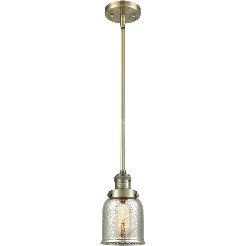 Franklin Restoration Bell LED 5 inch Antique Brass Mini Pendant Ceiling Light in Silver Plated Mercury, Franklin Restoration