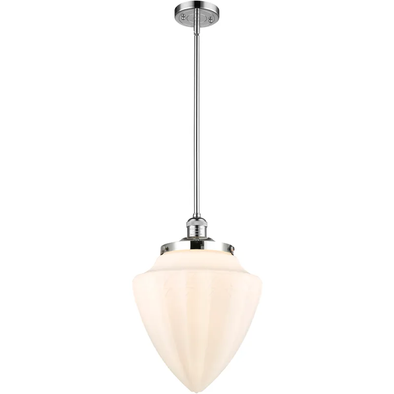 Franklin Restoration Bullet 1 Light 12 inch Polished Chrome Mini Pendant Ceiling Light in Incandescent, Matte White