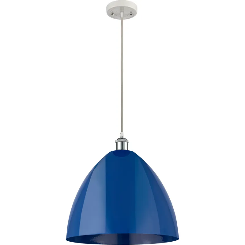 Ballston Plymouth Dome LED 16 inch White and Polished Chrome Mini Pendant Ceiling Light in Matte Blue