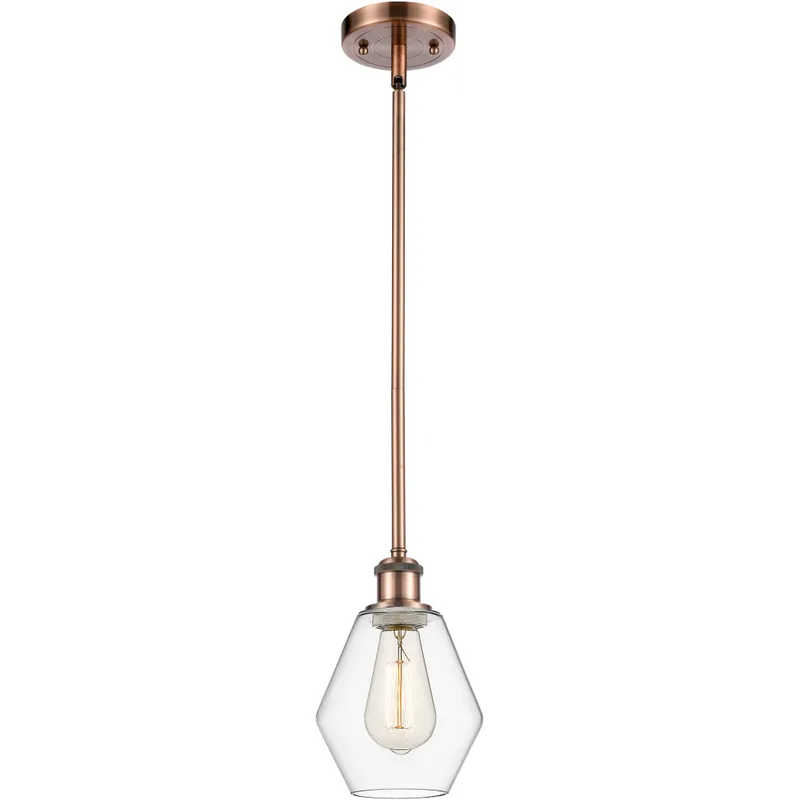 Ballston Cindyrella LED 6 inch Antique Copper Mini Pendant Ceiling Light in Clear Glass