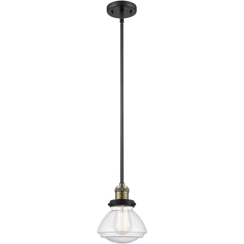 Franklin Restoration Olean LED 6.75 inch Black Antique Brass Mini Pendant Ceiling Light in Seedy, Franklin Restoration