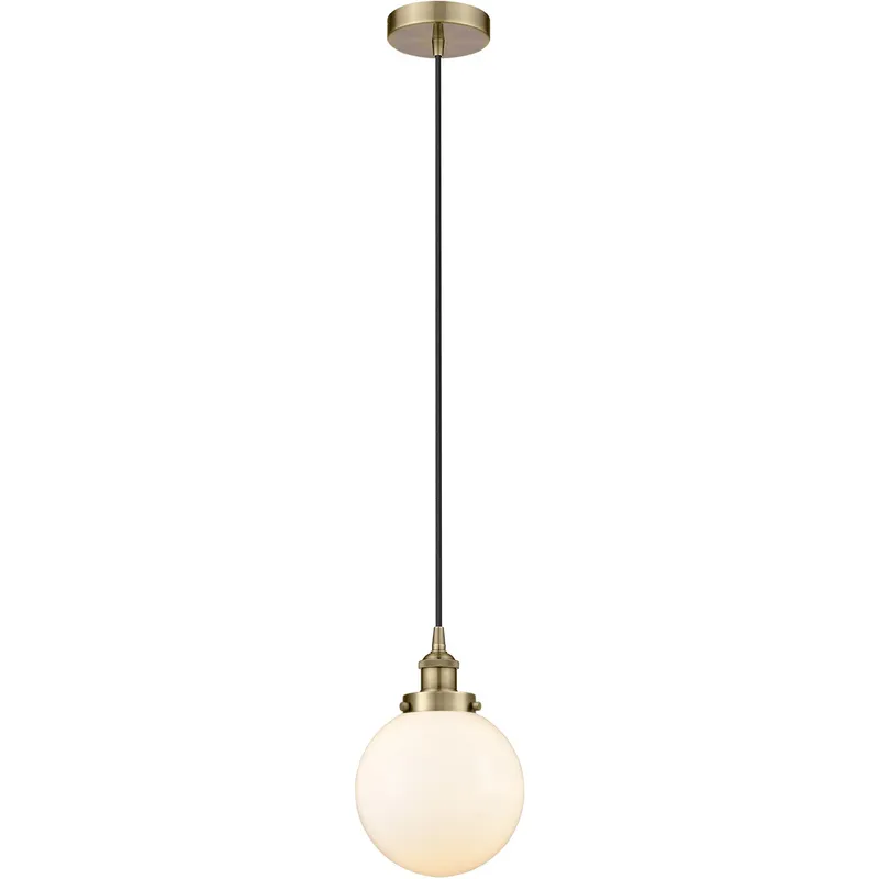 Edison Beacon LED 8 inch Antique Brass Mini Pendant Ceiling Light