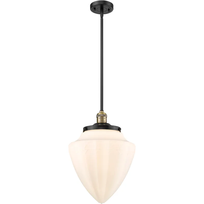 Franklin Restoration Bullet LED 12 inch Black Antique Brass Mini Pendant Ceiling Light in Matte White