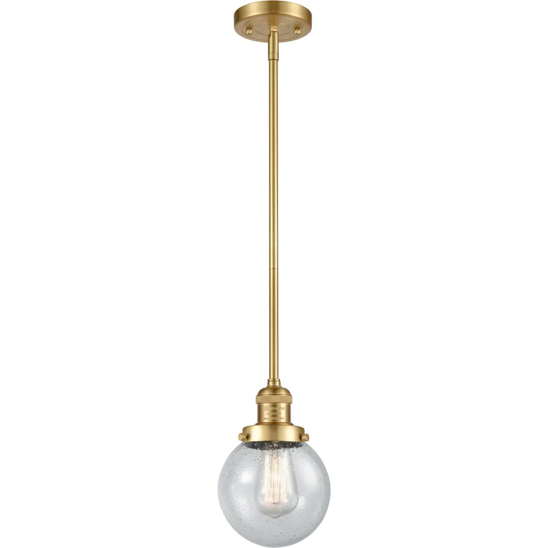 Franklin Restoration Beacon 1 Light 6 inch Satin Gold Mini Pendant Ceiling Light in Incandescent, Seedy, Franklin Restoration