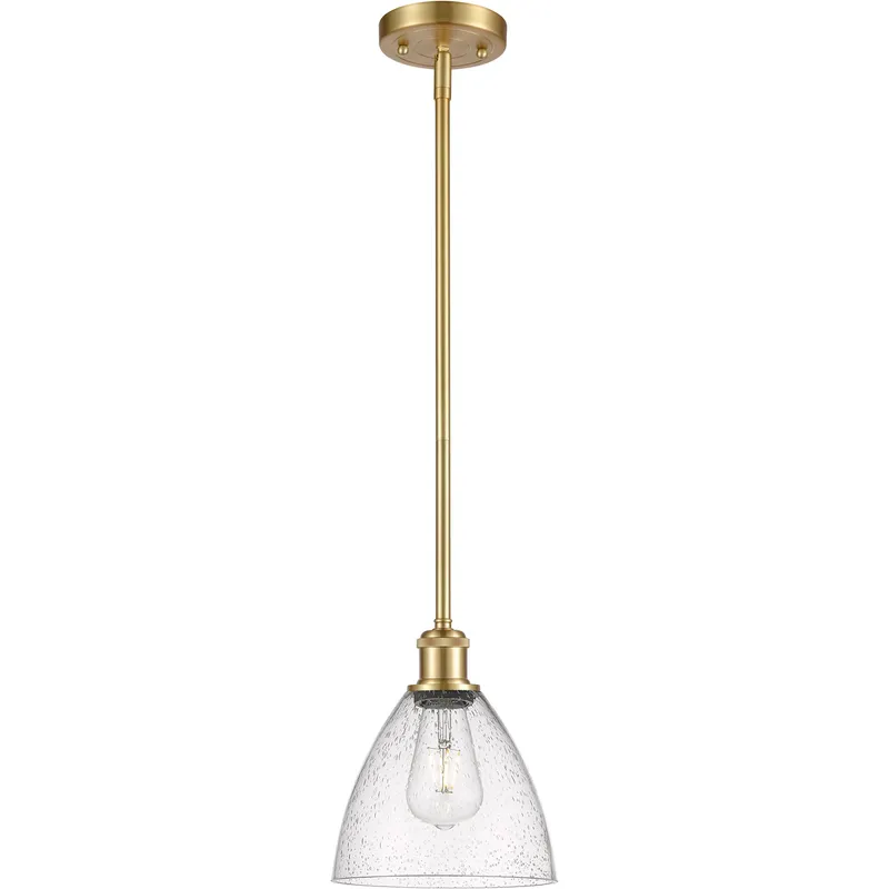 Ballston Dome LED 7.5 inch Satin Gold Mini Pendant Ceiling Light in Seedy Glass