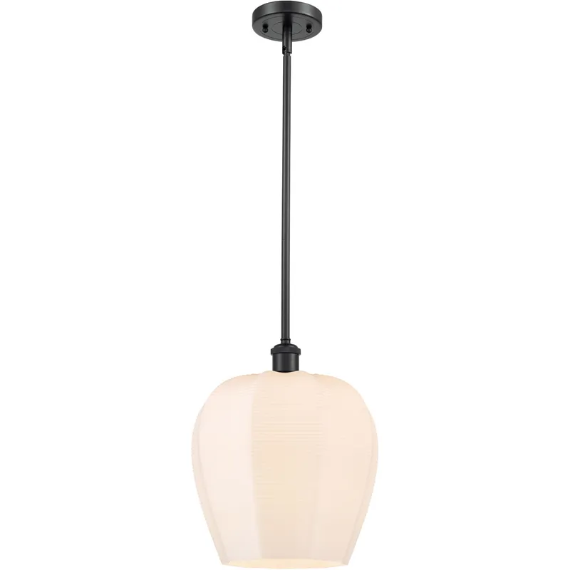 Ballston Norfolk 1 Light 12 inch Matte Black Mini Pendant Ceiling Light in Matte White Glass