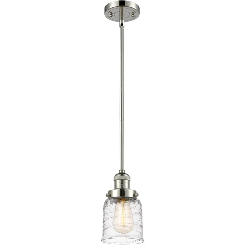 Franklin Restoration Bell LED 5 inch Polished Nickel Mini Pendant Ceiling Light in Deco Swirl