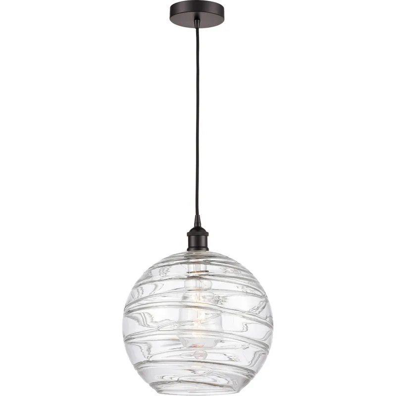 Edison Athens Deco Swirl 1 Light 12 inch Oil Rubbed Bronze Mini Pendant Ceiling Light