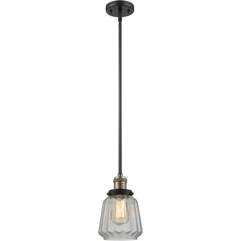 Franklin Restoration Chatham LED 6 inch Black Antique Brass Mini Pendant Ceiling Light in Clear, Franklin Restoration