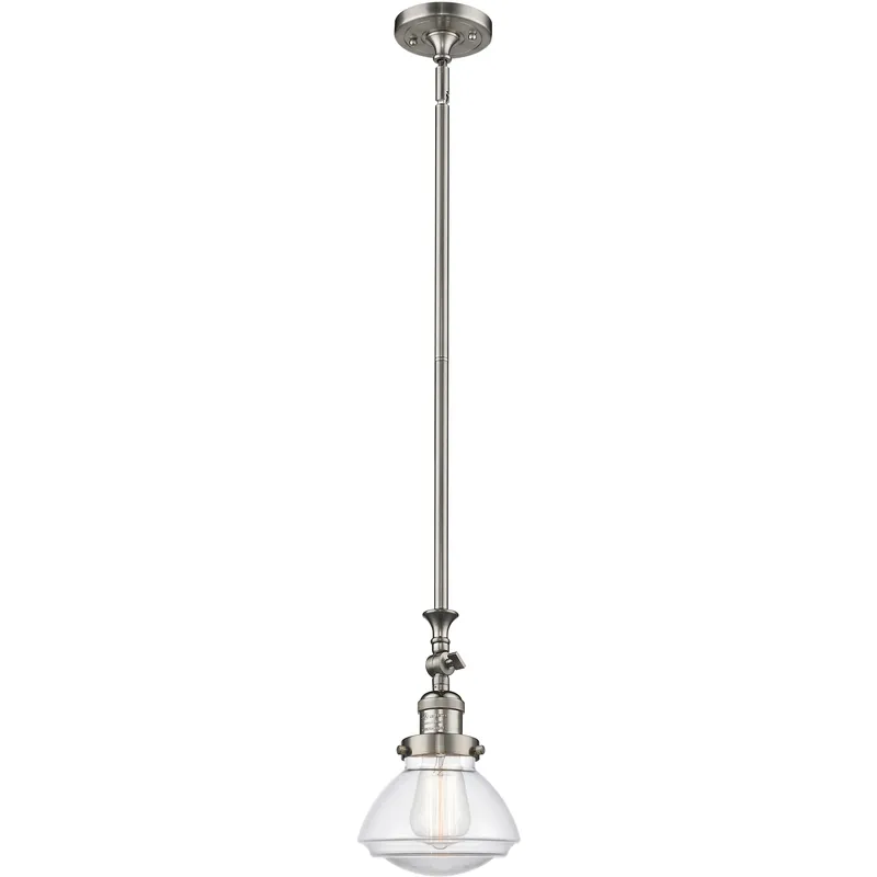 Franklin Restoration Olean 1 Light 6.75 inch Brushed Satin Nickel Mini Pendant Ceiling Light in Incandescent, Clear, Franklin Restoration