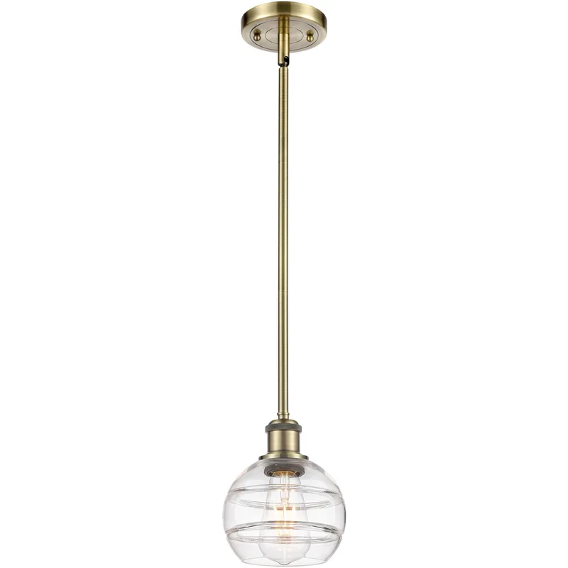 Ballston Rochester 1 Light 5.88 inch Antique Brass Stem Hung Mini Pendant Ceiling Light