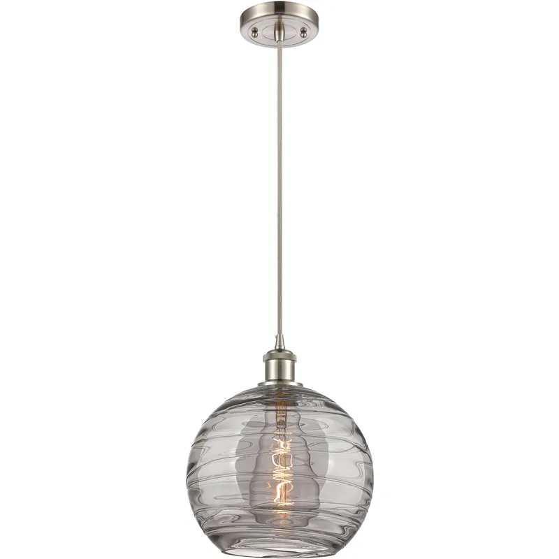 Ballston Athens Deco Swirl 1 Light 10 inch Brushed Satin Nickel Cord Hung Mini Pendant Ceiling Light