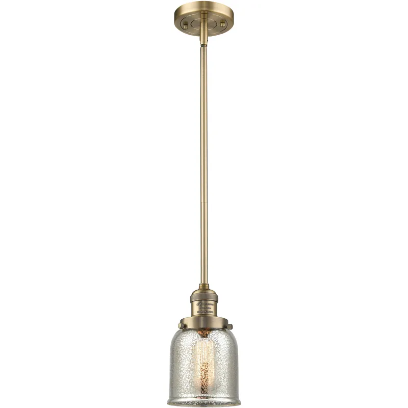 Franklin Restoration Bell LED 5 inch Brushed Brass Mini Pendant Ceiling Light in Silver Plated Mercury, Franklin Restoration