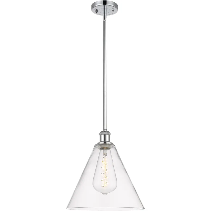 Ballston Cone 1 Light 12 inch Polished Chrome Mini Pendant Ceiling Light in Clear Glass