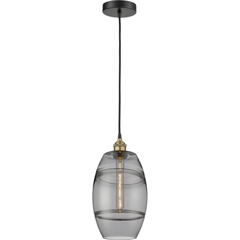 Edison Vaz 1 Light 8 inch Black Antique Brass Cord Hung Mini Pendant Ceiling Light