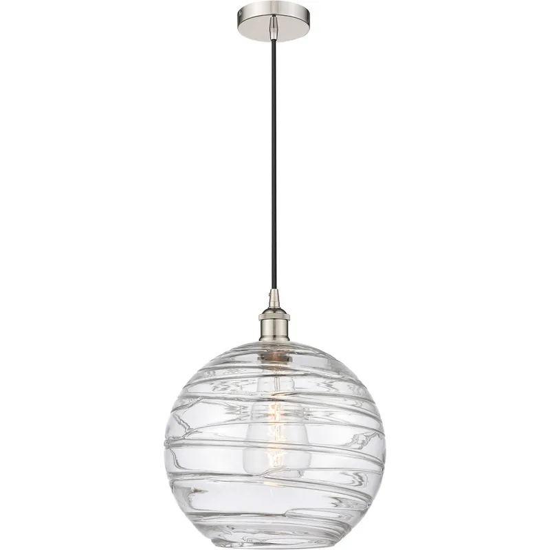 Edison Athens Deco Swirl 1 Light 12 inch Polished Nickel Mini Pendant Ceiling Light