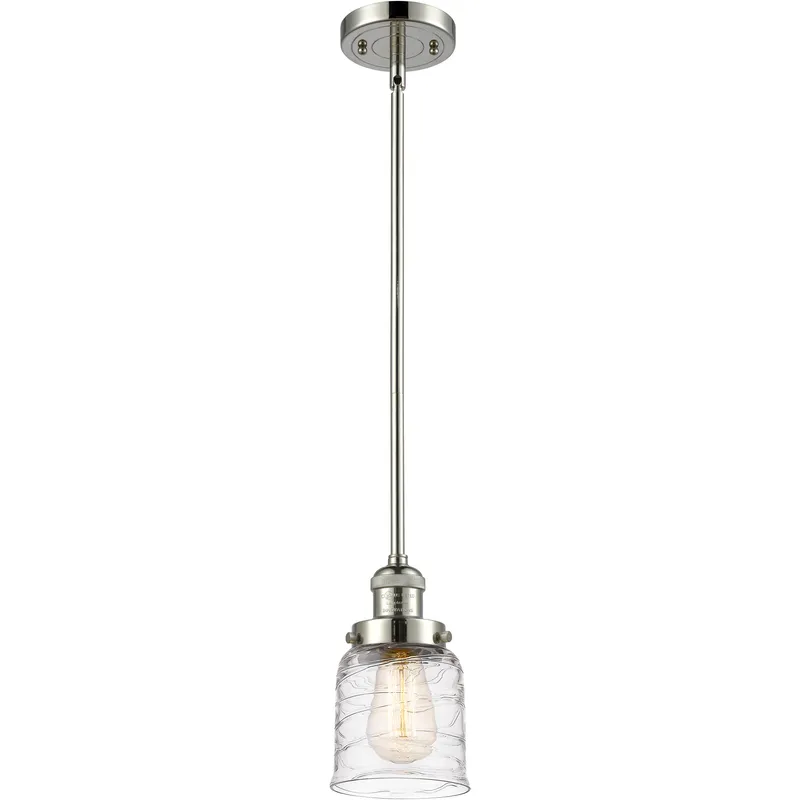 Franklin Restoration Bell 1 Light 5 inch Polished Nickel Mini Pendant Ceiling Light in Incandescent, Deco Swirl