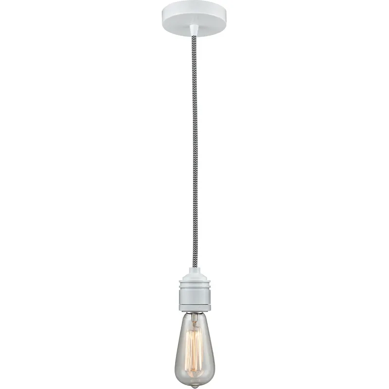Winchester Bare Bulb 1 Light 2 inch White Mini Pendant Ceiling Light in Zebra, Winchester