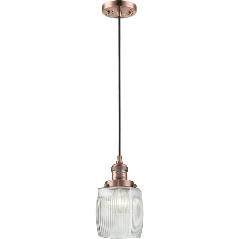 Franklin Restoration Colton 1 Light 6 inch Antique Copper Mini Pendant Ceiling Light, Franklin Restoration