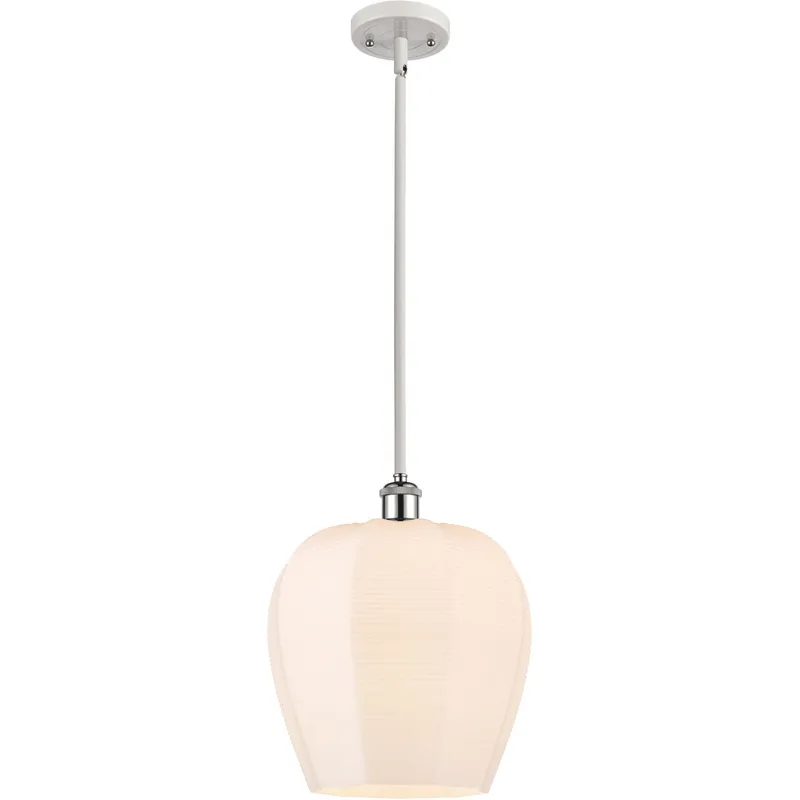 Ballston Norfolk 1 Light 12 inch White and Polished Chrome Mini Pendant Ceiling Light in Matte White Glass