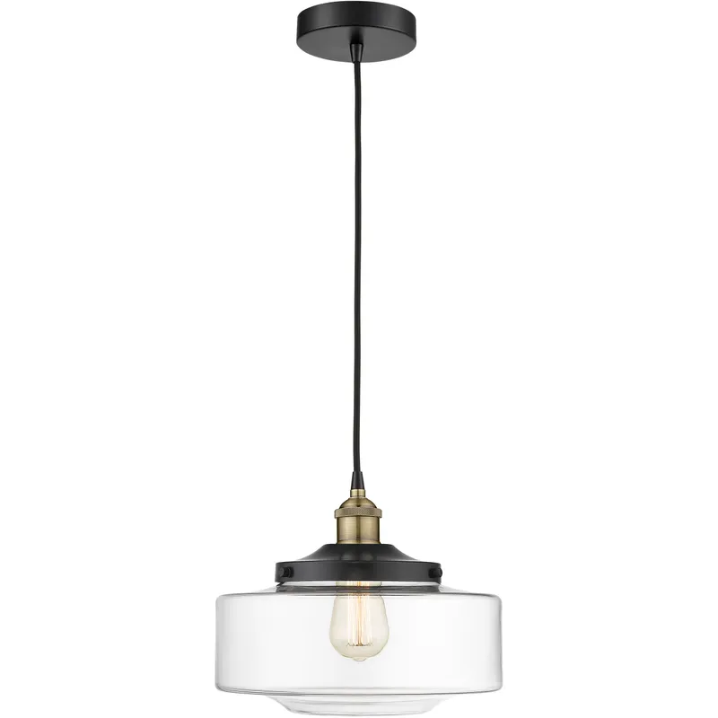 Bridgeton 1 Light 12 inch Black Antique Brass Mini Pendant Ceiling Light in Clear Glass