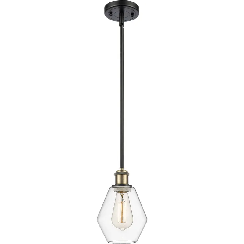 Ballston Cindyrella LED 6 inch Black Antique Brass Mini Pendant Ceiling Light in Clear Glass