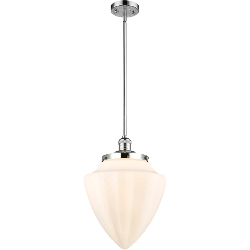 Franklin Restoration Bullet LED 12 inch Polished Chrome Mini Pendant Ceiling Light in Matte White