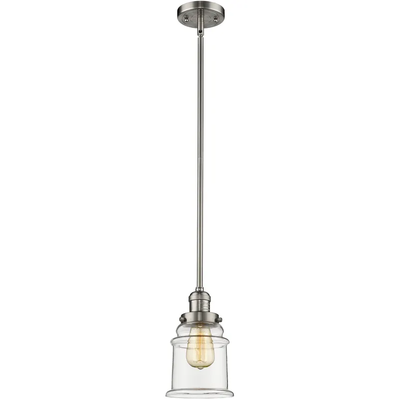 Franklin Restoration Canton LED 6.5 inch Brushed Satin Nickel Mini Pendant Ceiling Light in Clear, Franklin Restoration