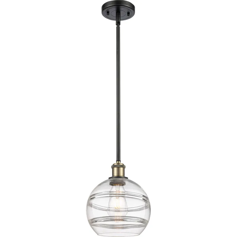 Ballston Rochester 1 Light 8 inch Black Antique Brass Stem Hung Mini Pendant Ceiling Light