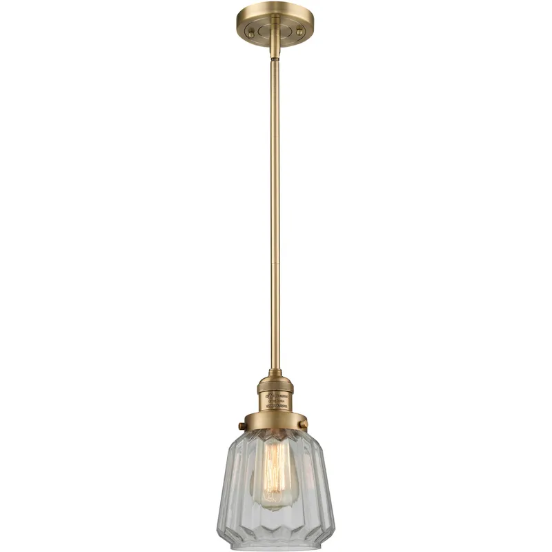 Franklin Restoration Chatham LED 6 inch Brushed Brass Mini Pendant Ceiling Light in Clear, Franklin Restoration
