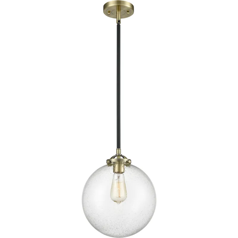 Nouveau Beacon 1 Light 10 inch Black Antique Brass Mini Pendant Ceiling Light in Incandescent, Seedy, Nouveau